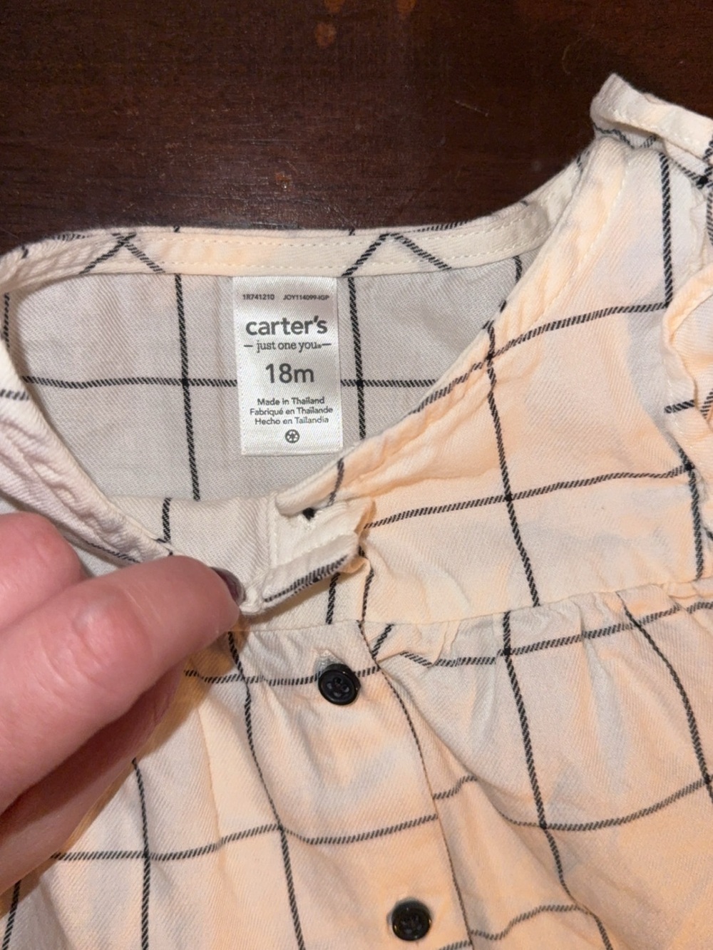 Carter's Cream Button-Front Windowpane Top - Picture 2 of 3